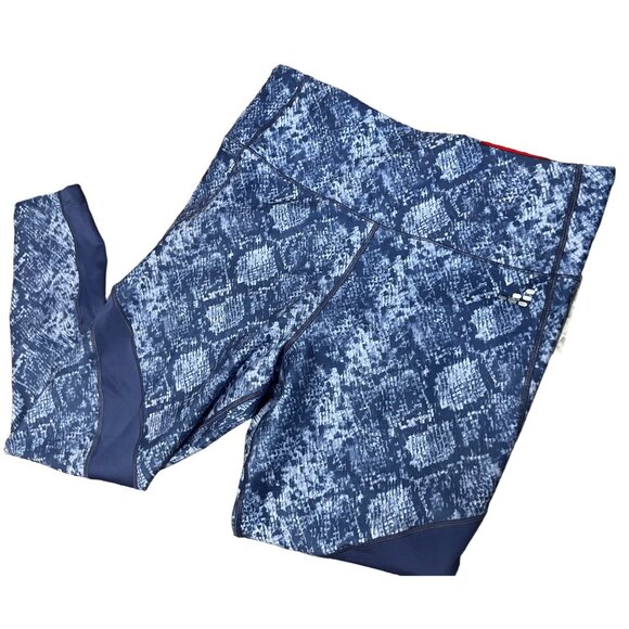 bcg Purple Snake Print Active Cropped Leggings Sz Large with Sheer Leg Stripe Pa - Picture 5 of 8